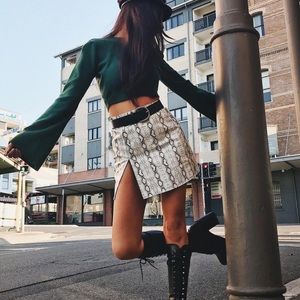 NWOT Princess Polly Samira Snake Print Patent Leather Skirt - Sz 4